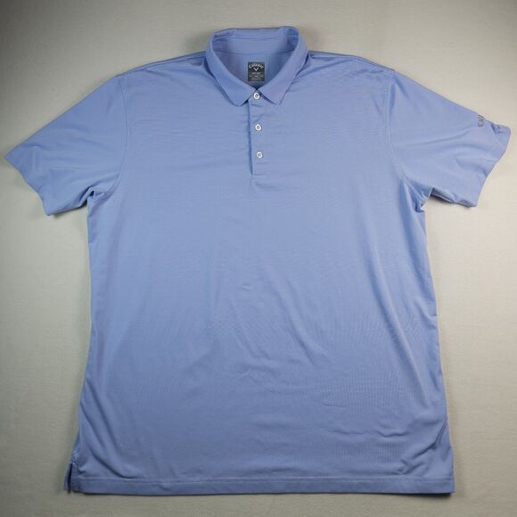 Callaway Shirt Men 2XL Light Blue Striped OPTI DRI Performance Golf Polo Stretch - Picture 1 of 11